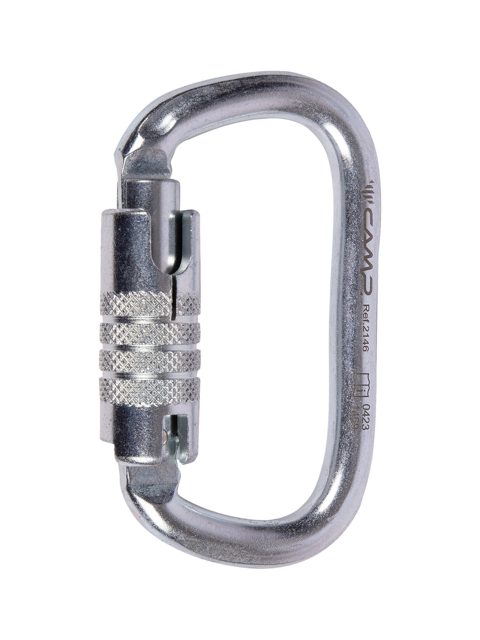 CAMP Plus 3Lock serisi ANSI onaylı çelik karabina oval d kesim pinli