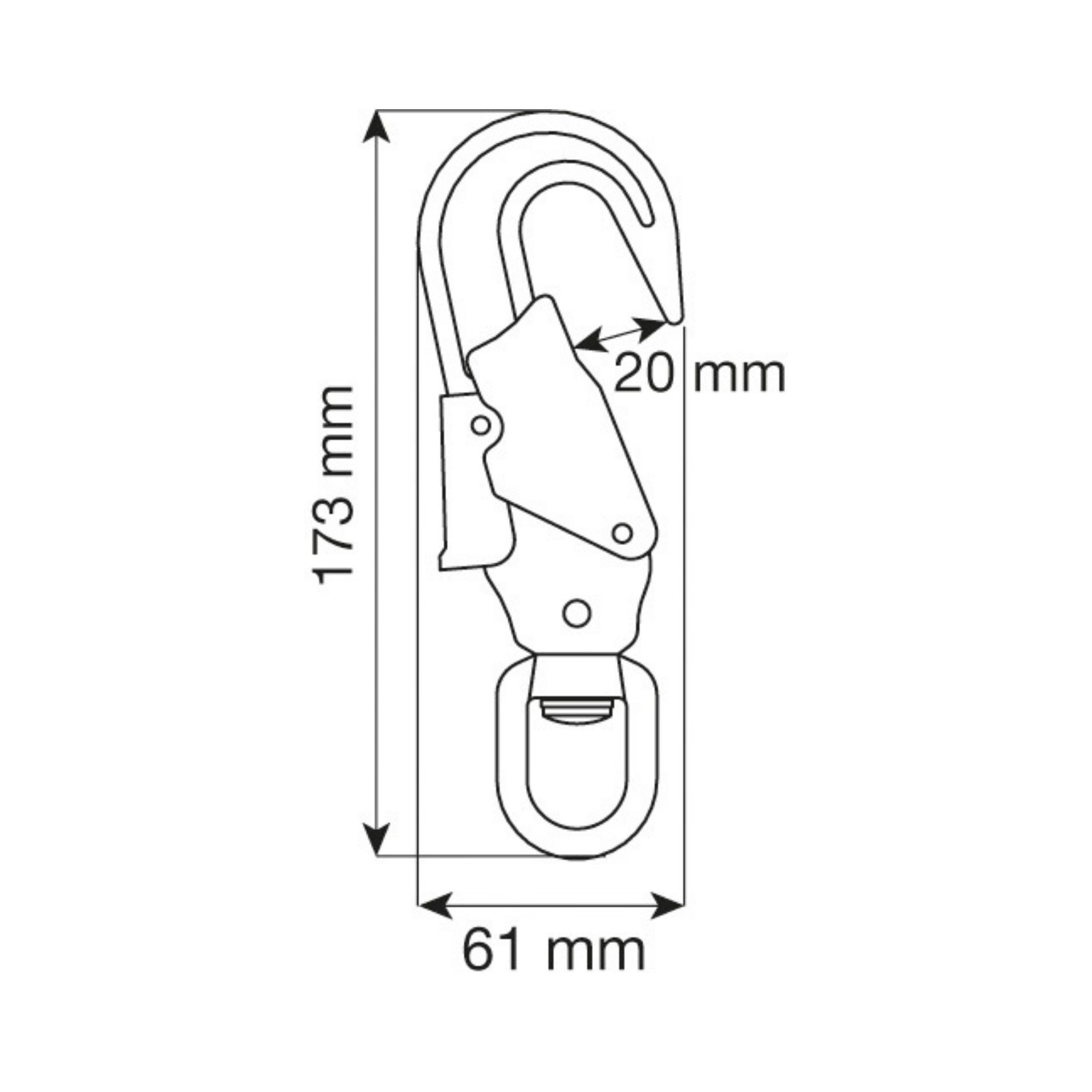 CAMP Swivel Hook 20 mm fırdöndülü düşüş göstergeli çelik kanca