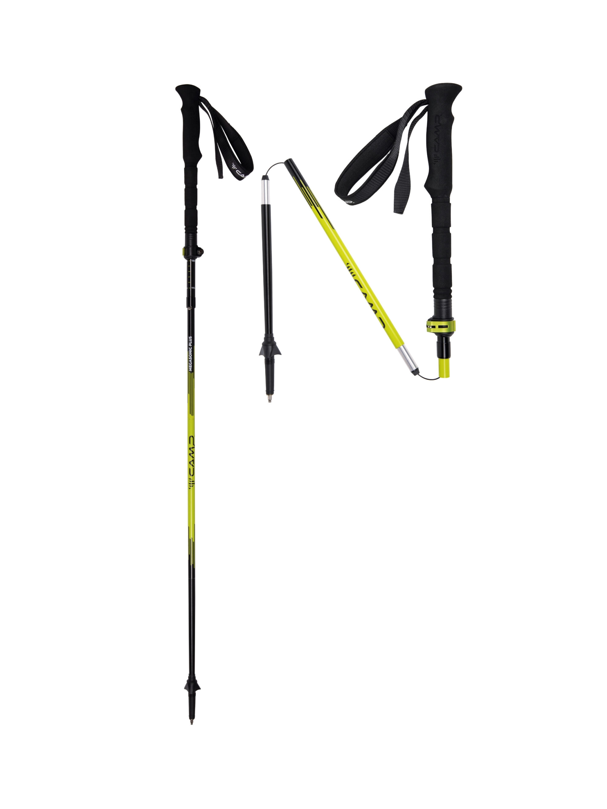 CAMP megasonic plus katlanabilir trekking batonu kalın alüminyum gövde alu fast lock kilit çift uzunluklu tutacak