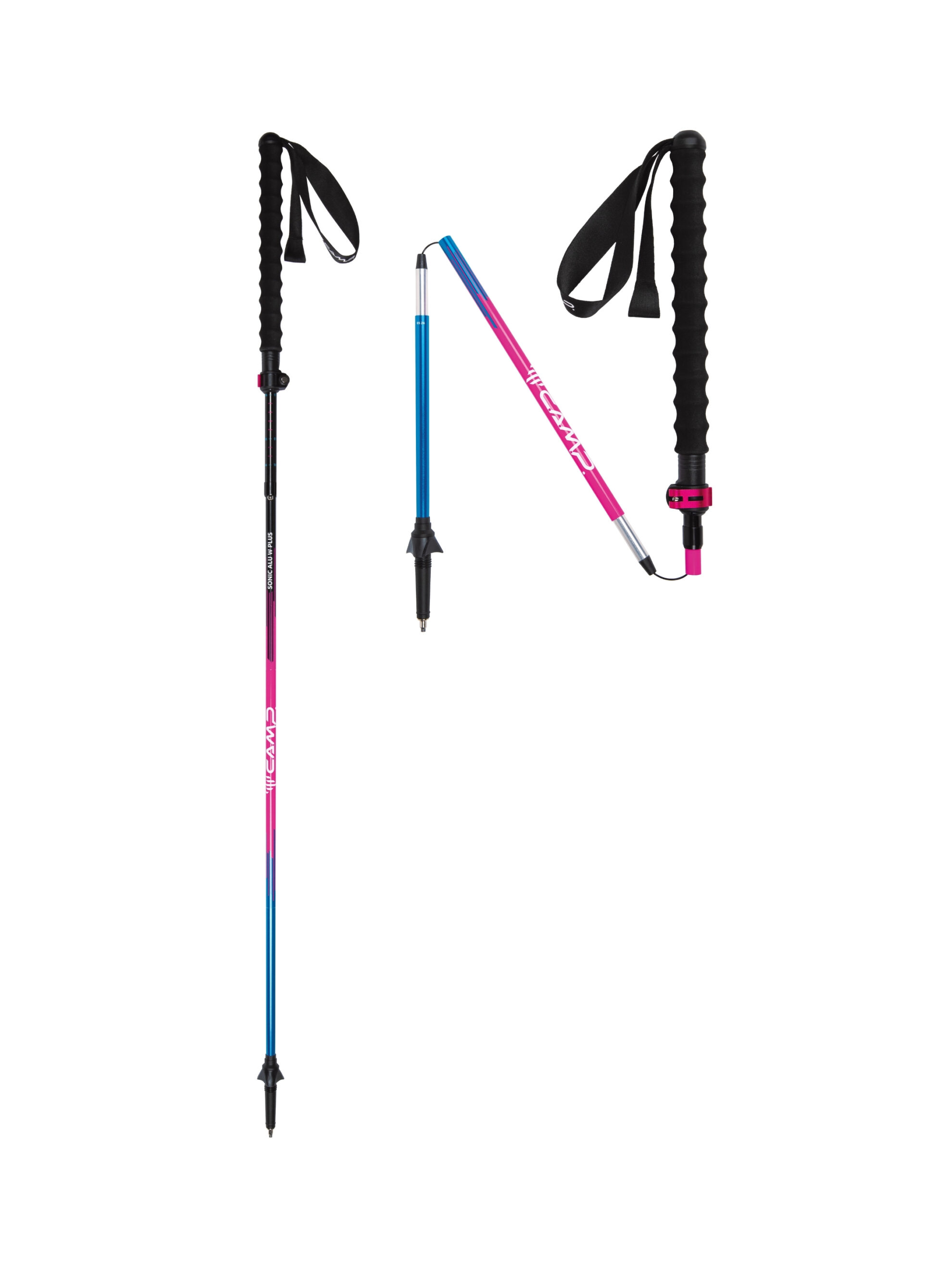CAMP sonic alu w plus katlanabilir trekking batonu kadın uyumlu alüminyum gövde alu fast lock kilit uzatılmış tutacak